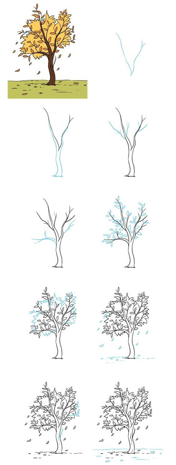 Desenhos de Folhas caindo imprimíveis