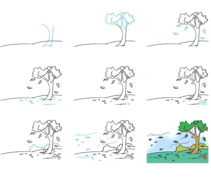 Desenhos de Folhas caindo primavera