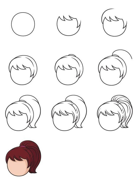 Desenhos de Garota de cabelo