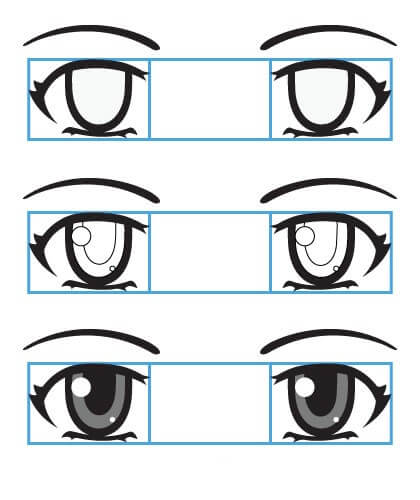 Desenhos de Grandes olhos de anime