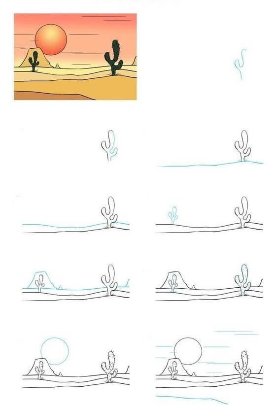 Desenhos de Imagem de paisagem desértica