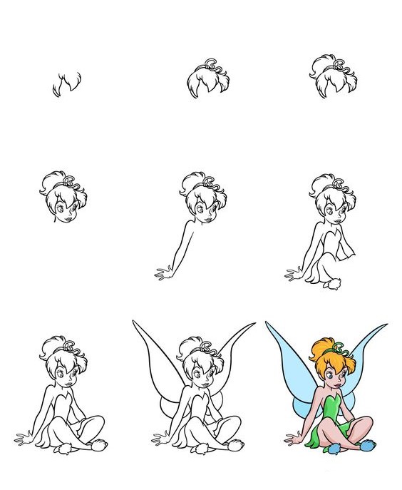 Desenhos de Imagem de uma fada sentada