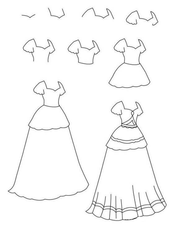 Desenhos de Imagem de vestido fácil