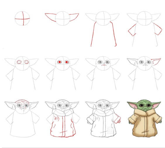 Desenhos de Imagem fácil do Baby Yoda