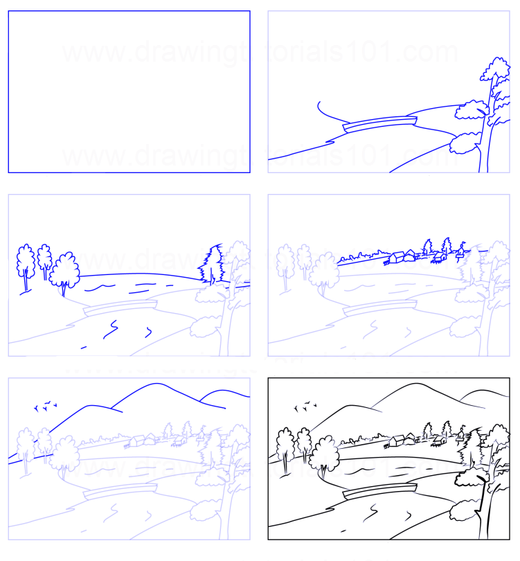 Desenhos de Impressão de paisagens simples