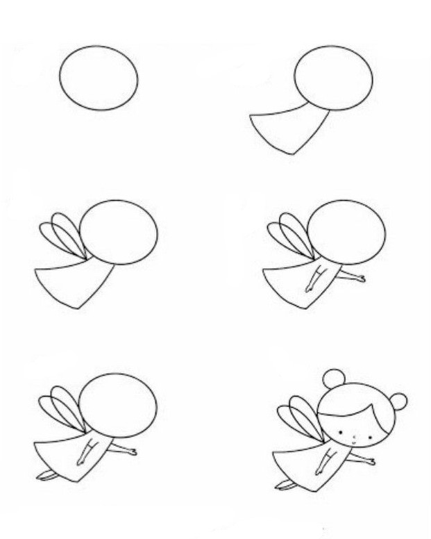 Desenhos de Imprima uma fada simples