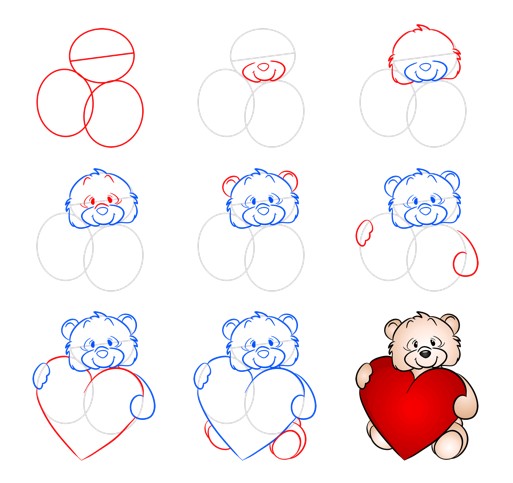 Desenhos de Imprimir Ursinho de pelúcia Coração