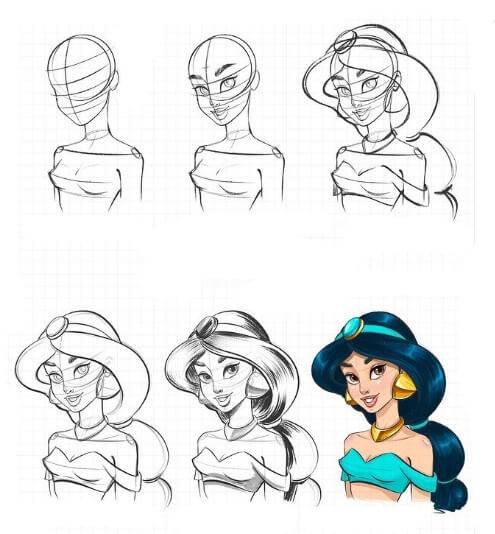 Desenhos de Jasmine de Aladdin