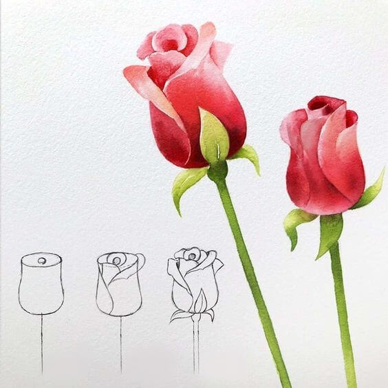 Desenhos de Linda flor rosa