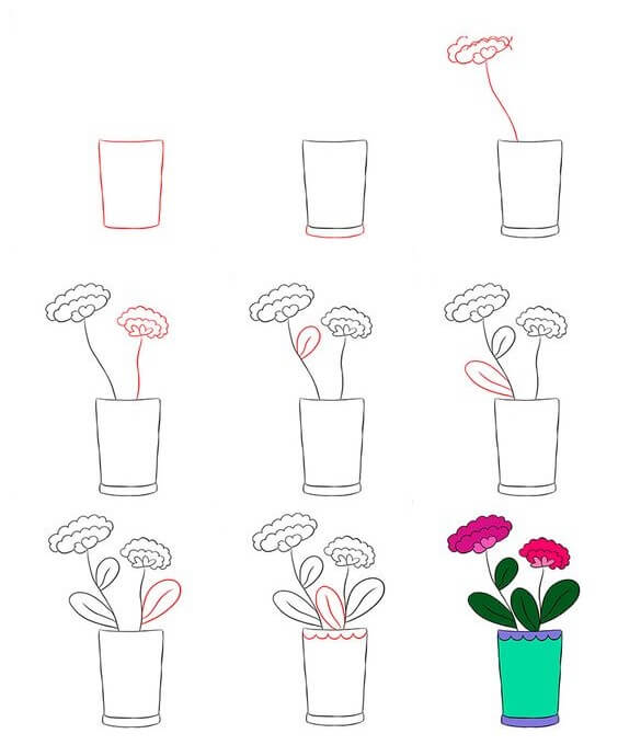 Desenhos de Lindas flores em vasos