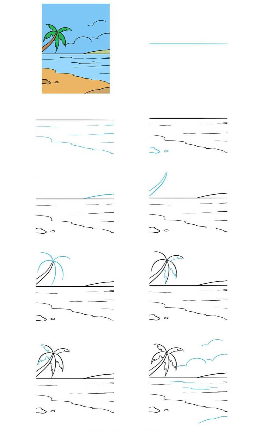 Desenhos de Litoral oceano