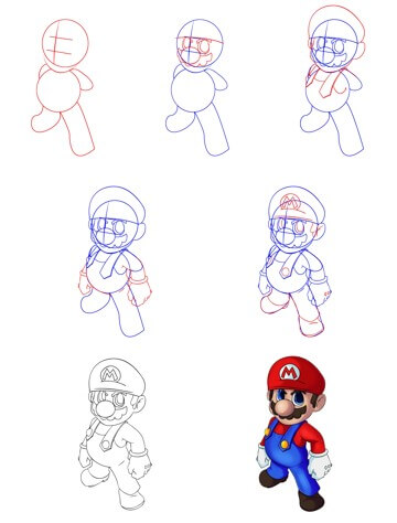 Desenhos de Mario olha para cima