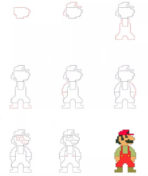 Desenhos de Mario pixel