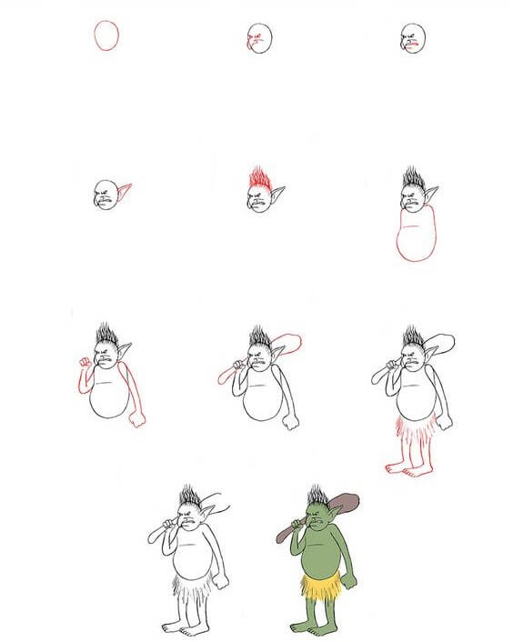 Desenhos de Monstro armado com um porrete