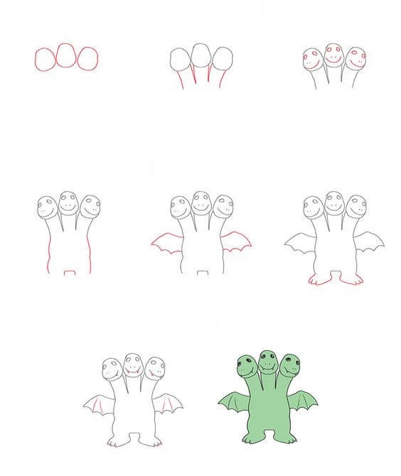 Desenhos de Monstro de três cabeças