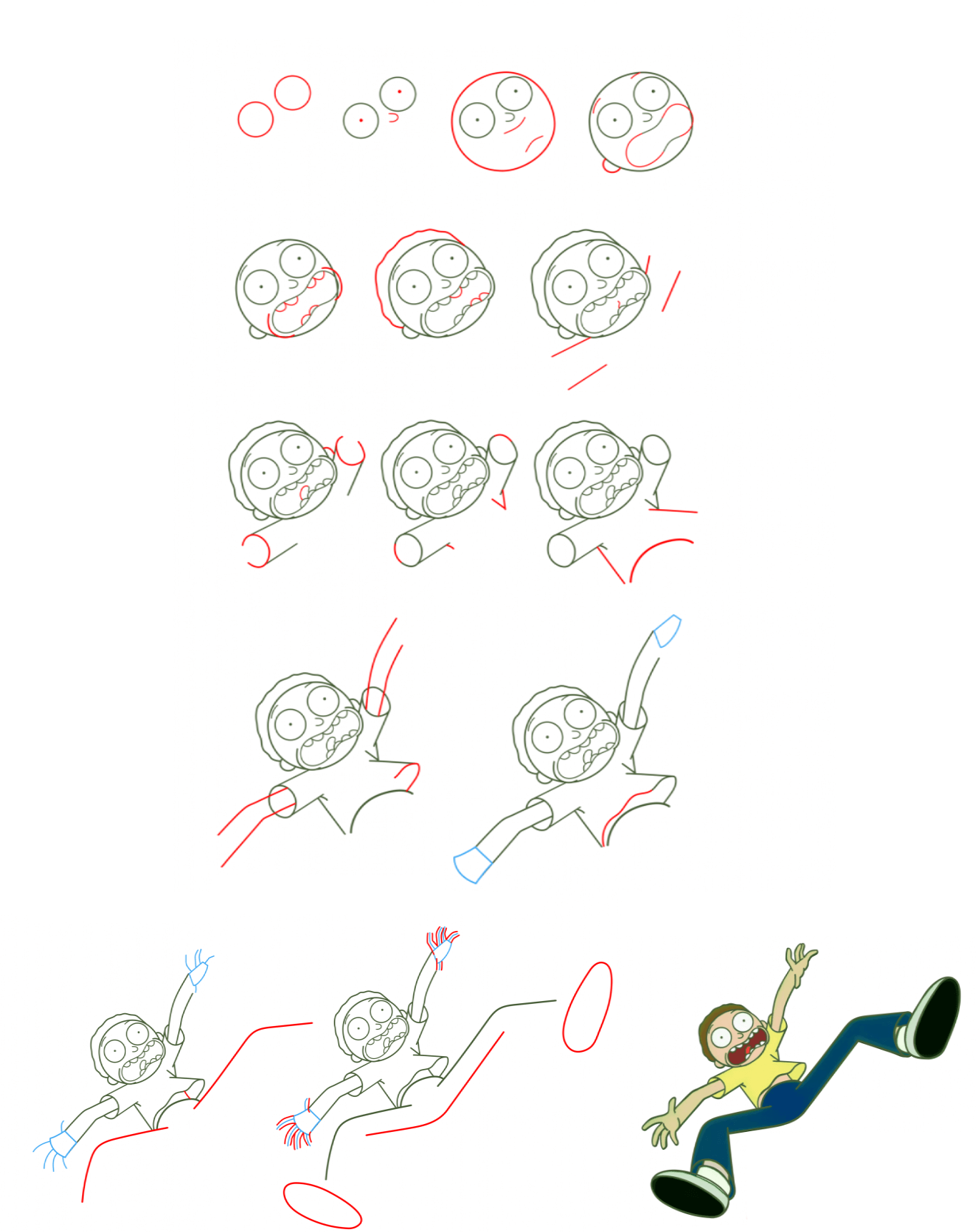 Desenhos de Morty caindo
