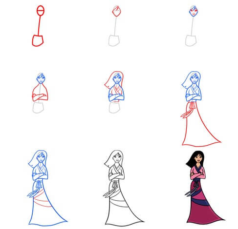Desenhos de Mulan de pé
