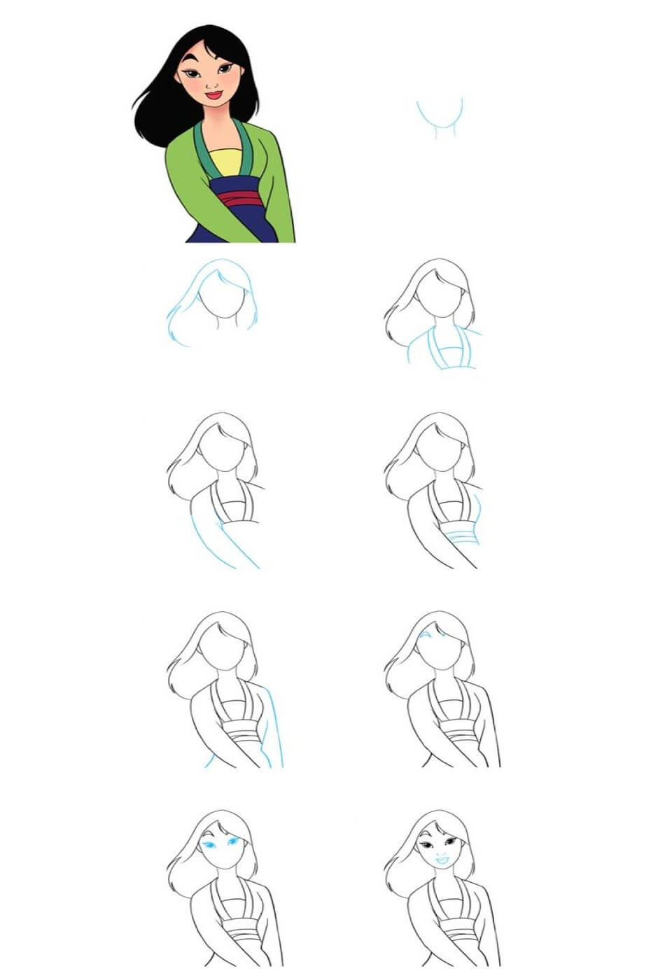 Desenhos de Mulan feliz