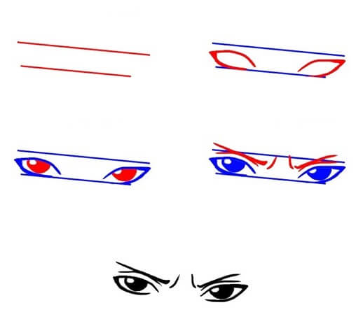 Desenhos de Naruto com um olhar sério