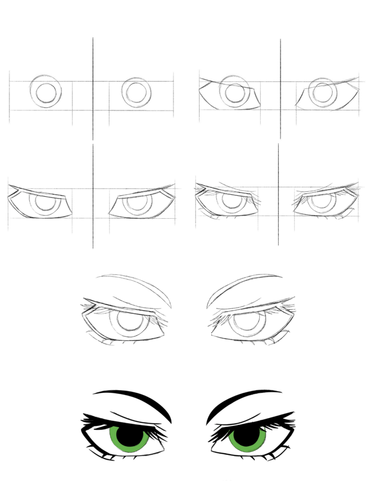 Desenhos de Olhos de anime básicos