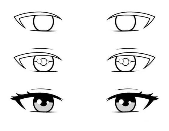 Desenhos de Olhos de anime brilhantes