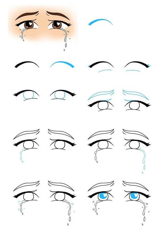 Desenhos de Olhos de anime chorando