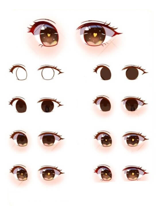 Desenhos de Olhos de anime detalhados