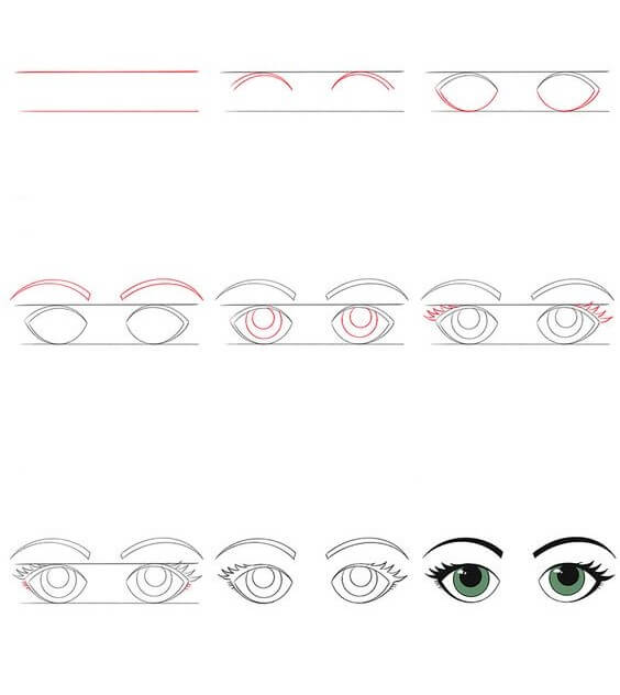 Desenhos de Olhos de anime estreitos
