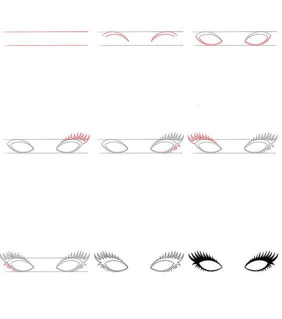 Desenhos de Olhos de anime fáceis de desenhar