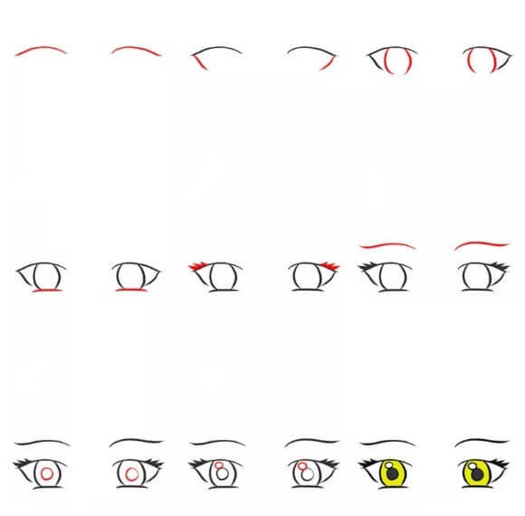 Desenhos de Olhos de anime fofos