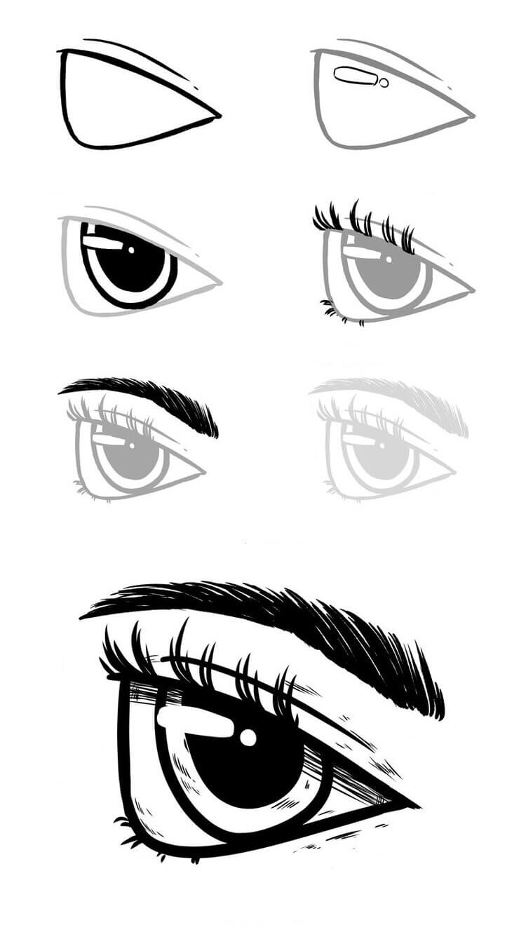Desenhos de Olhos de anime grandes