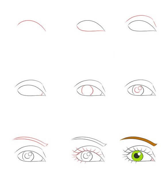 Desenhos de Olhos de anime verdes