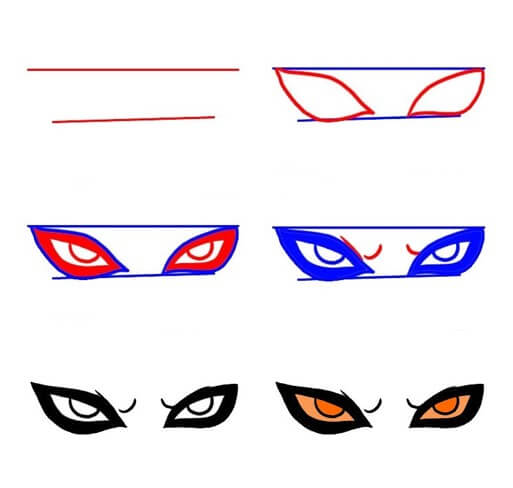 Desenhos de Olhos de Naruto furiosos