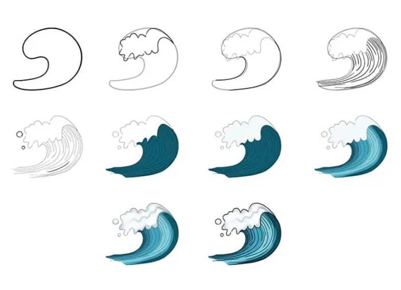Desenhos de Onda azul