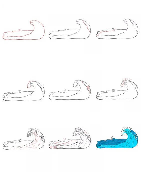 Desenhos de Onda simples do oceano