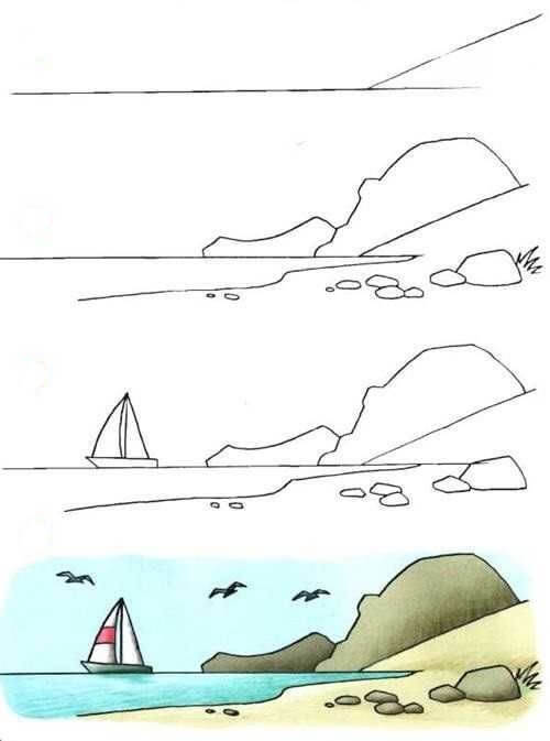 Desenhos de Paisagem com barco