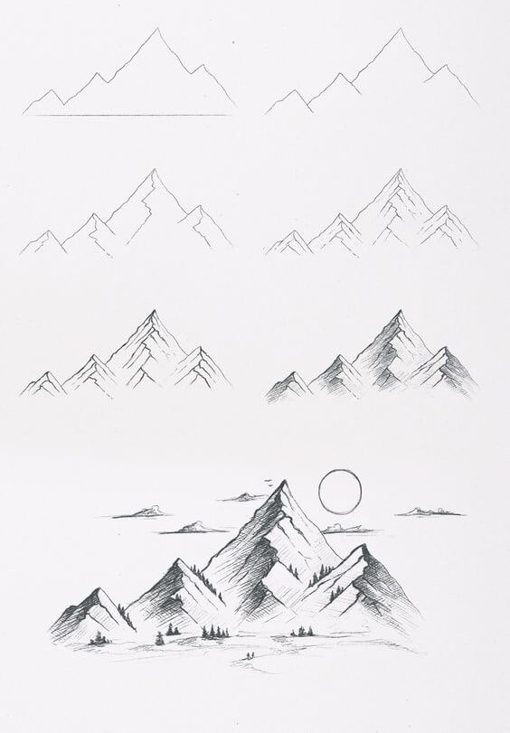 Desenhos de Paisagem de alta montanha