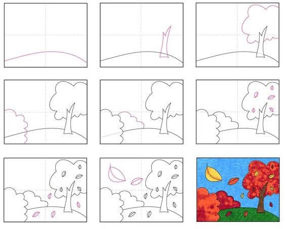 Desenhos de Paisagem de outono
