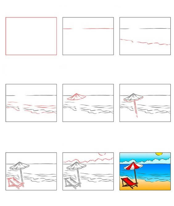Desenhos de Paisagem de praia