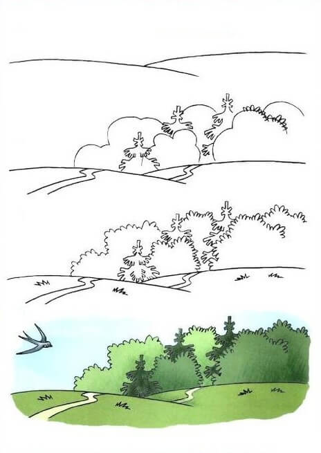 Desenhos de Paisagem de primavera