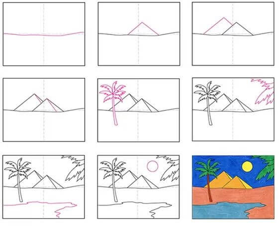 Desenhos de Paisagem desértica