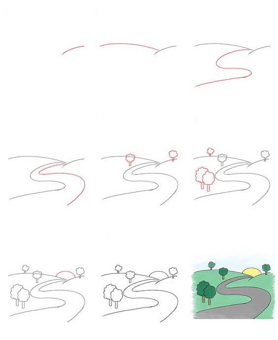 Desenhos de Paisagem matinal