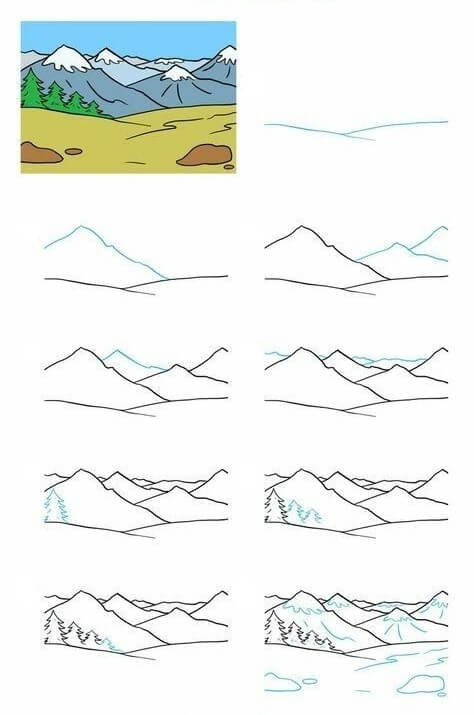 Desenhos de Paisagem montanhosa