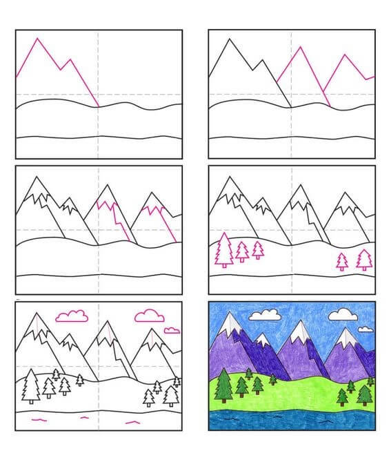 Desenhos de Paisagem montanhosa gratuita