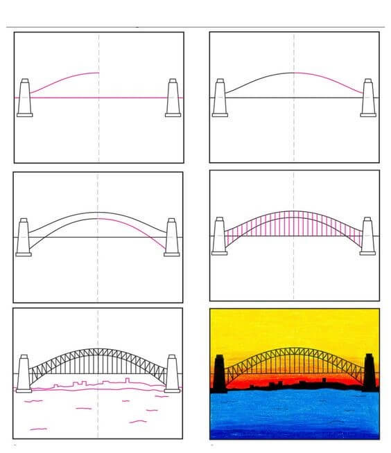 Desenhos de Paisagem sob a ponte