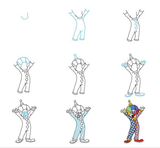 Desenhos de Palhaço com a mão levantada