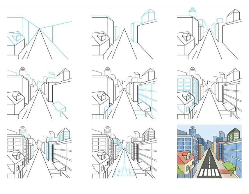 Desenhos de Perspectiva da cidade