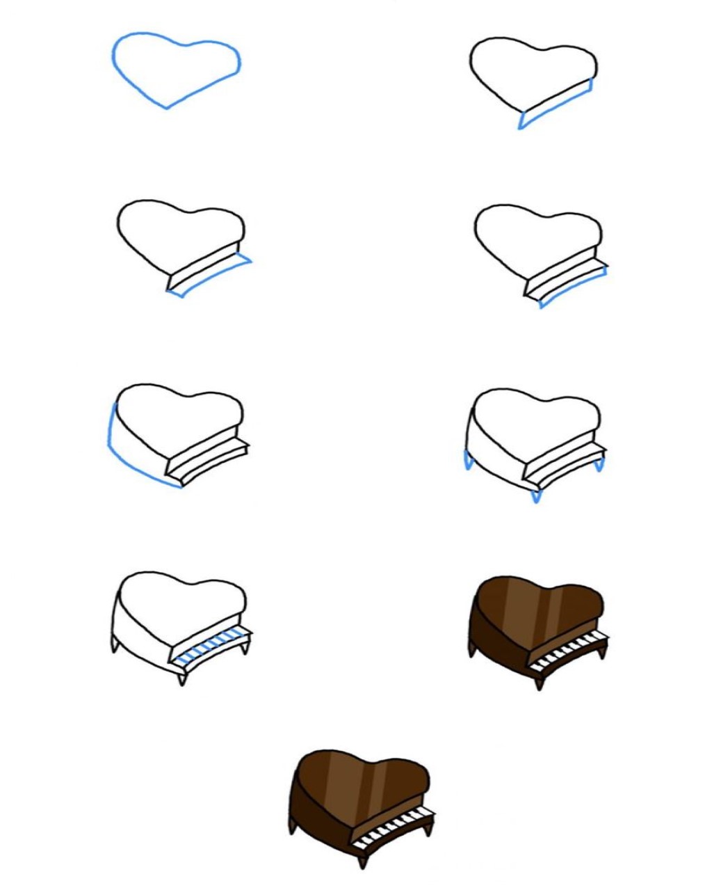 Desenhos de Piano em forma de coração