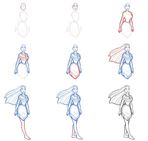 Desenhos de Pocahontas caminhando