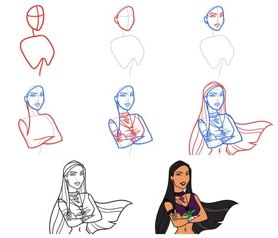 Desenhos de Pocahontas cruza os braços
